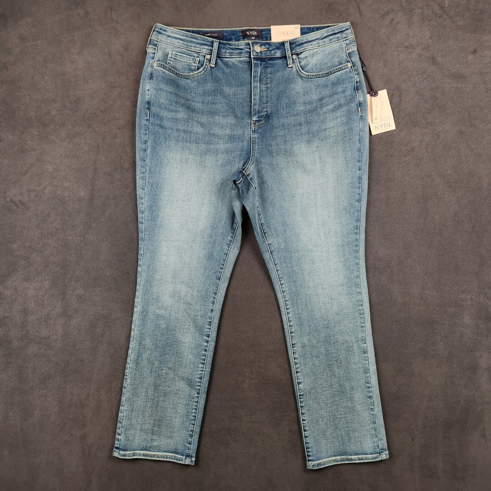 NYDJ Sheri Slim Jeans Womens 16P‎ Indigo Stream High Rise Stretch Denim